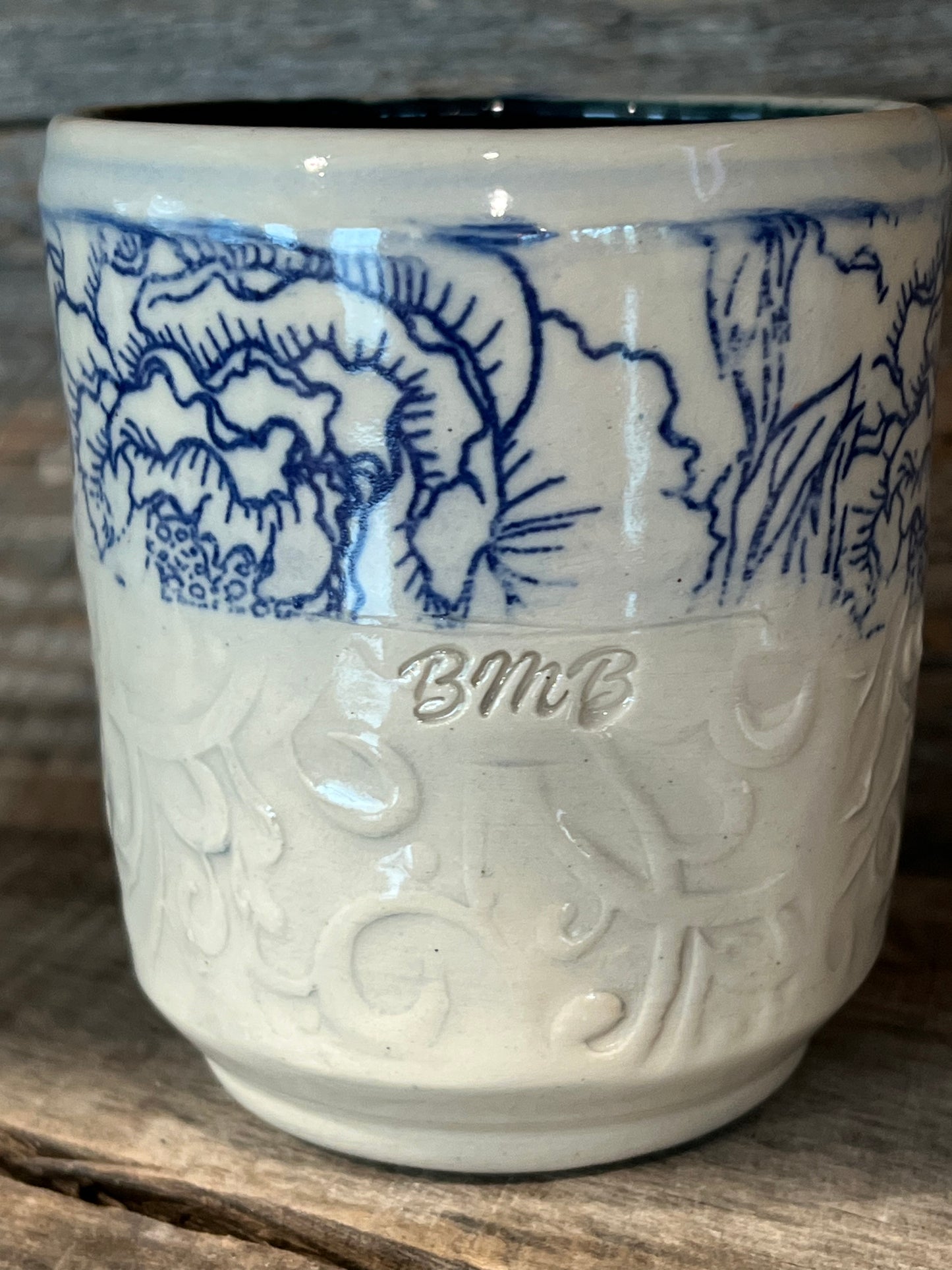 Glazed Blue Floral Mug