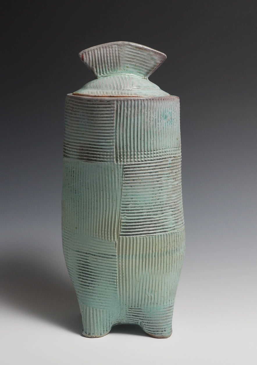 Glazed Textured Turquoise Canister