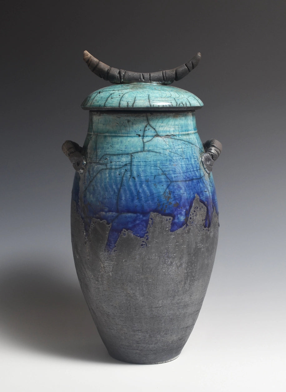Raku Vase with Lid