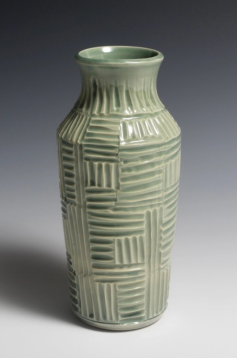 Celedon Sgraffito Vase