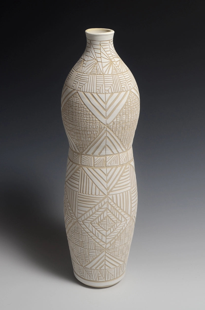 White on White Sgraffito Vase