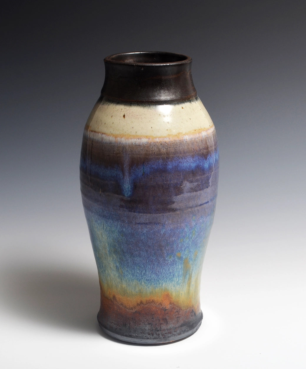 Glazed Tall Blue Rutile Vase