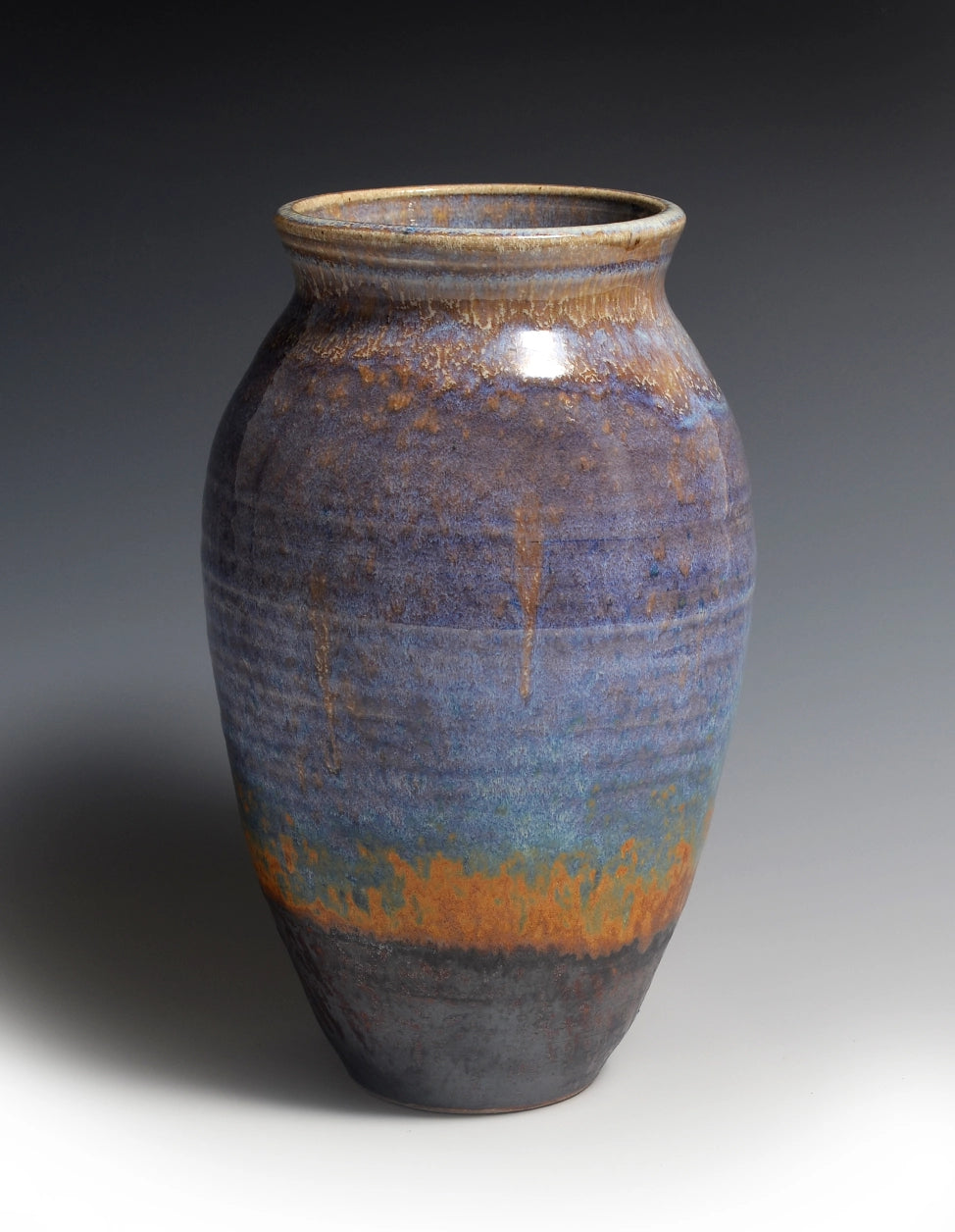 Glazed Tall Blue Rutile Vase