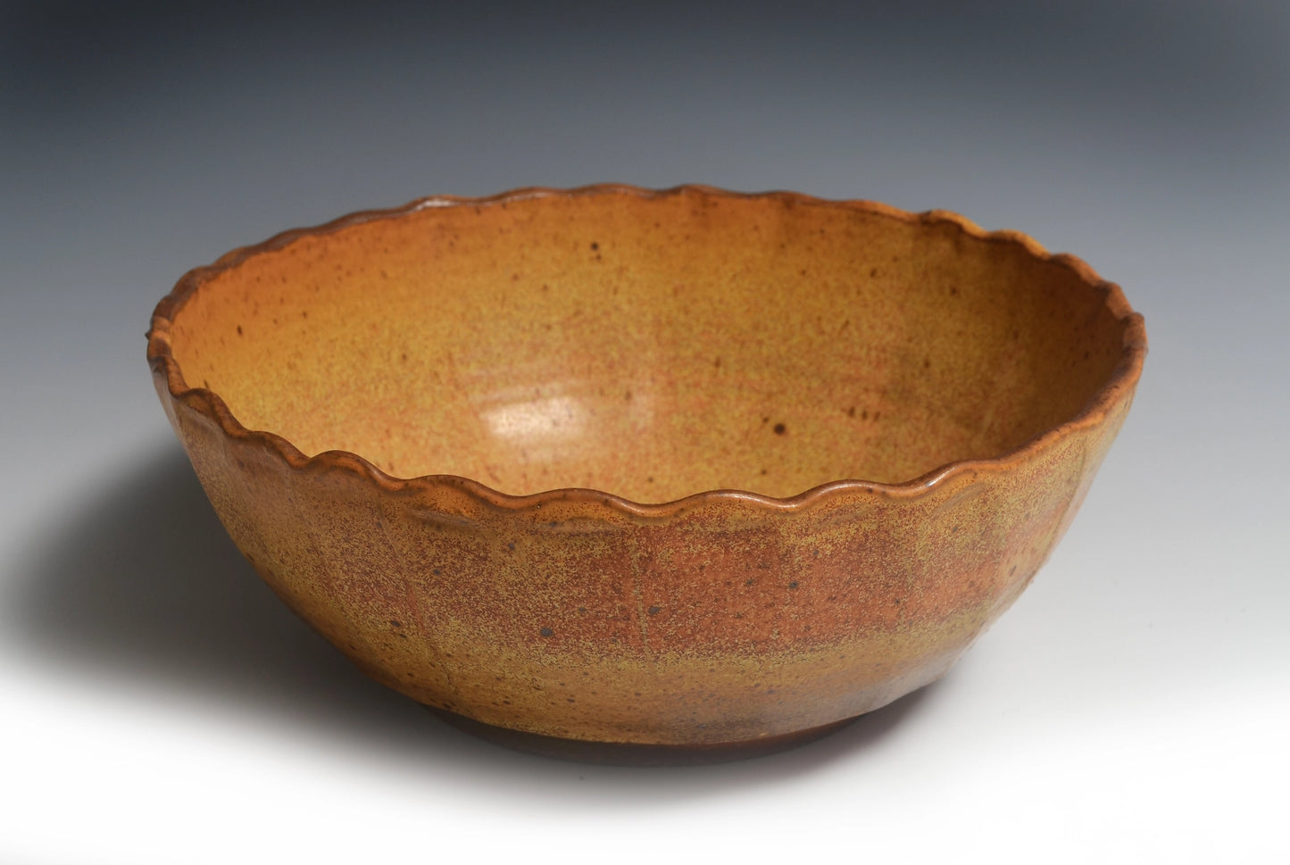Glazed Yellow Scalloped Bowl