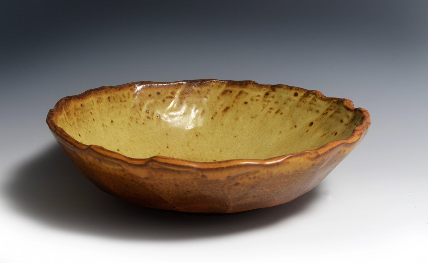 Glazed Yellow Scalloped Bowl