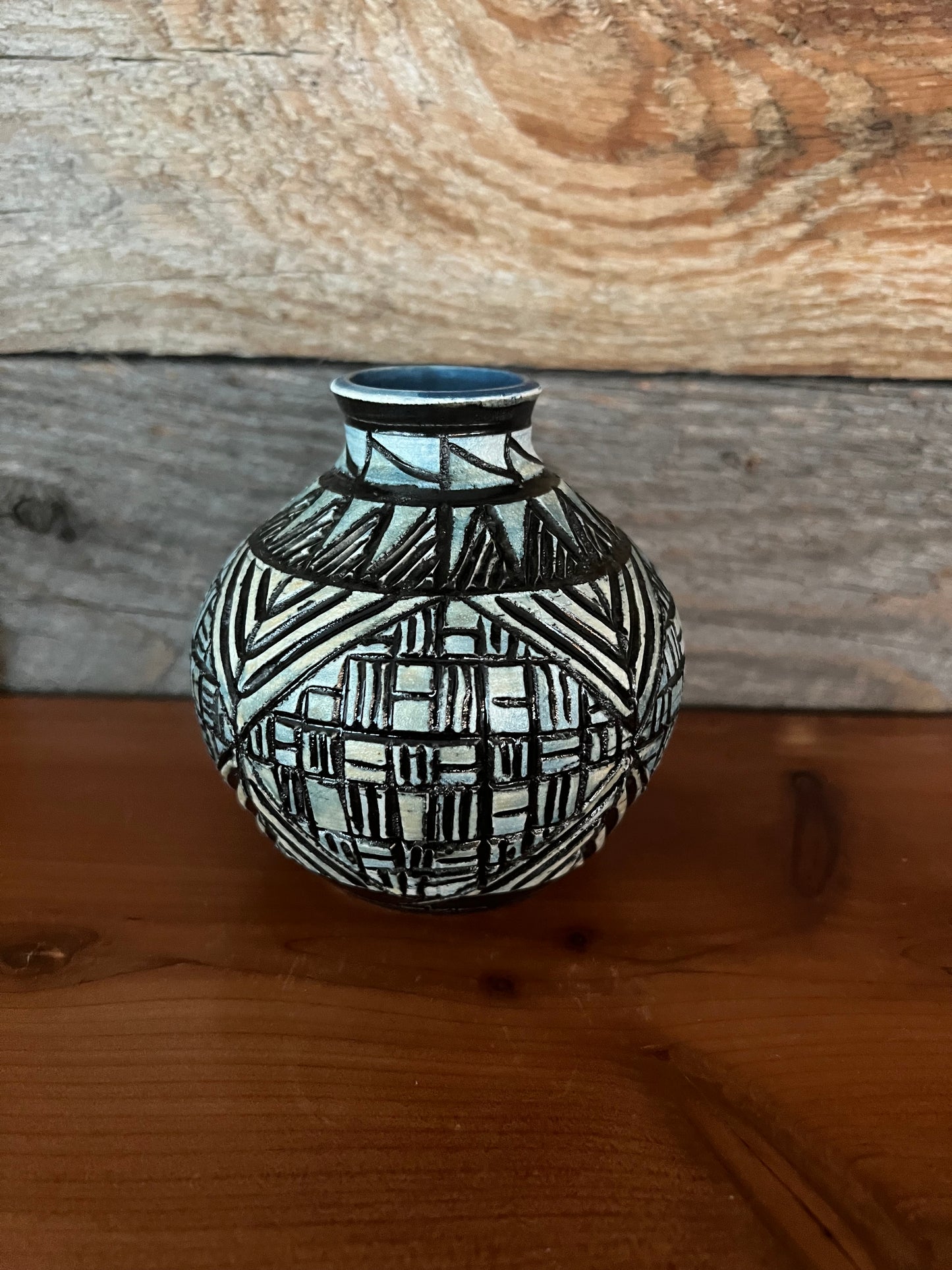 Small Sgraffito Vase with Underglaze