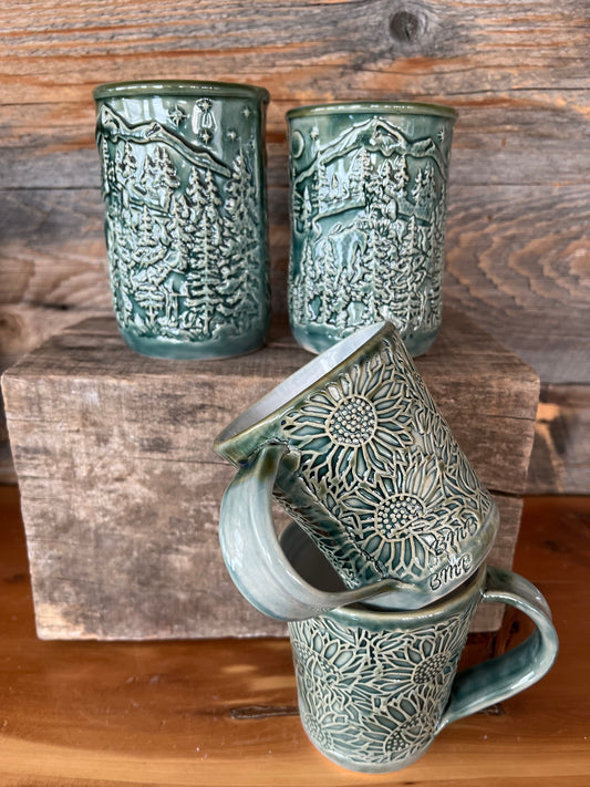 Glazed Green Mugs