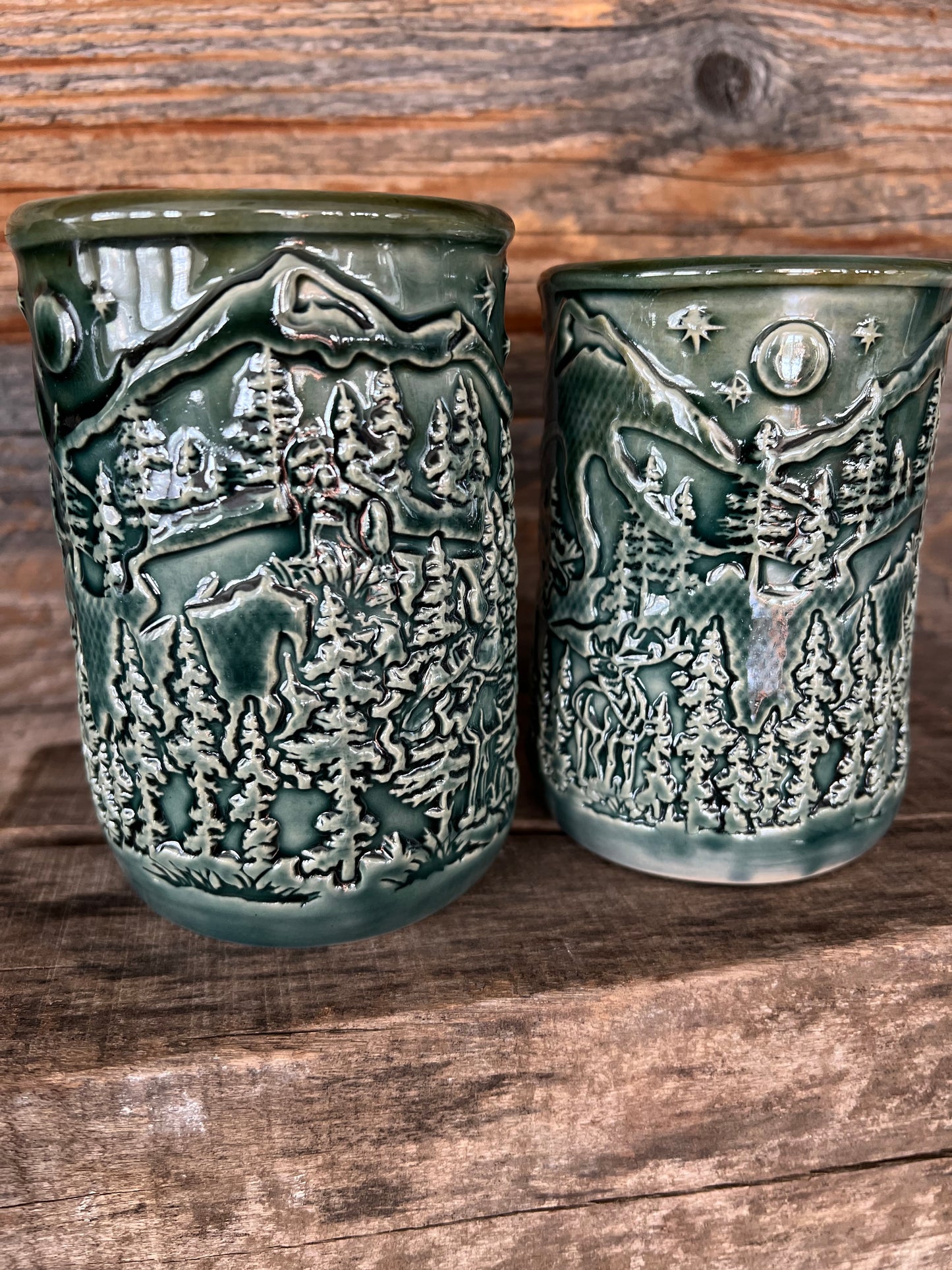 Glazed Green Mugs