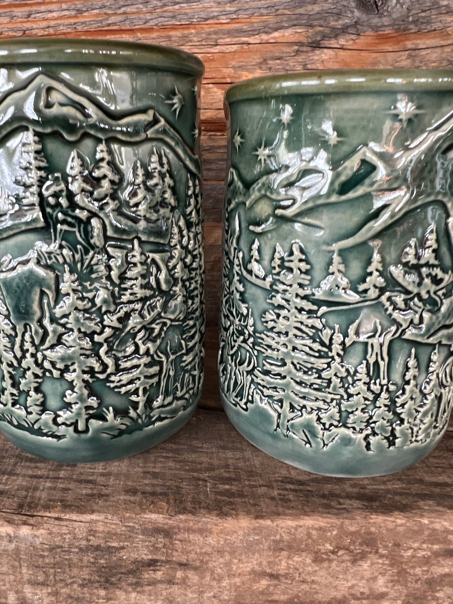 Glazed Green Mugs