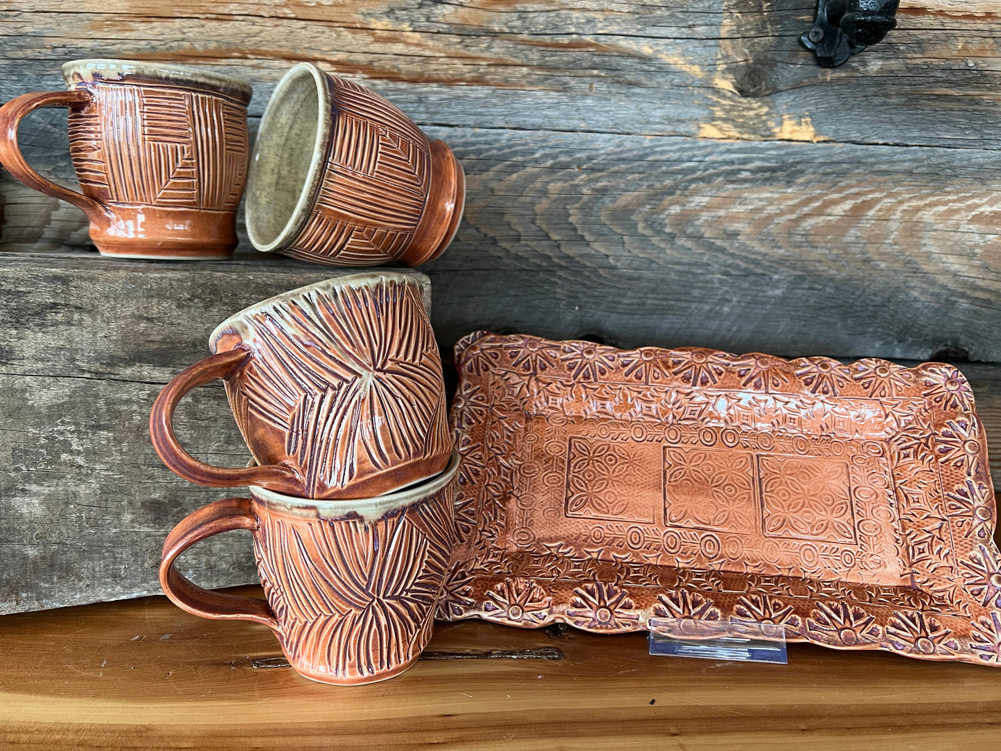 Brown Glazed Mugs and Plates