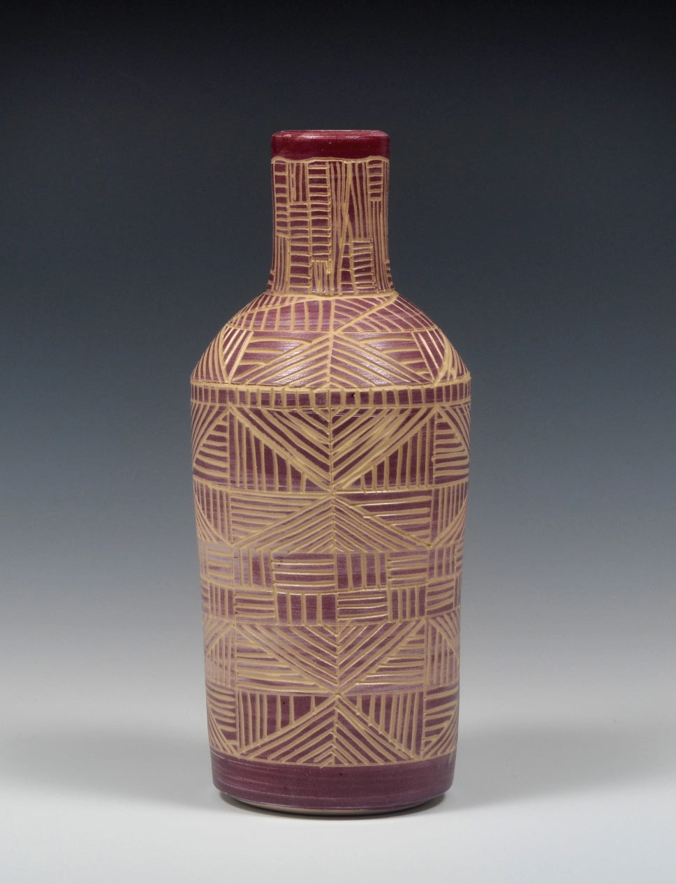 Red Sgraffito Bottle